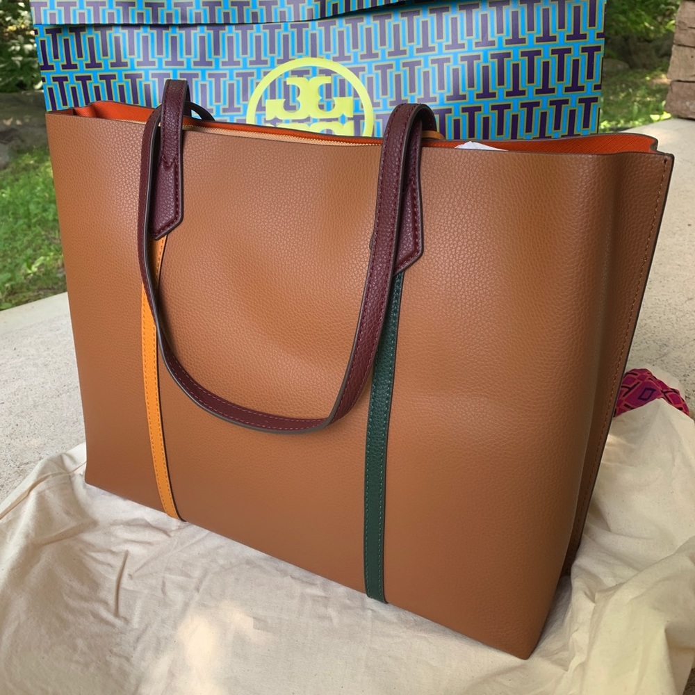 ⛔️SOLD⛔️Auth.TORY BURCH LEATHER TRI COLOR TOTE - Picture 3 of 16